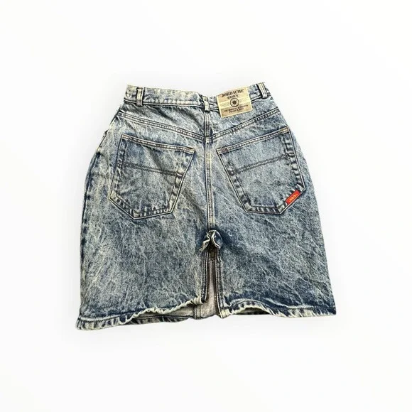 Jordache Denim Skirt Womens 11/12 Blue Acid Wash Basics High Waist Back Zipper - Picture 2 of 10